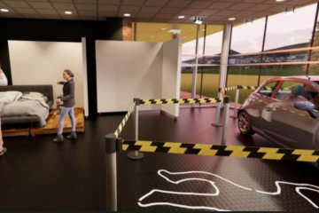 A rendering of Bull Hall's future Crime Lab Expansion.